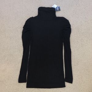 New! Kensie Black Ruched Turtleneck Long Sleeve Top